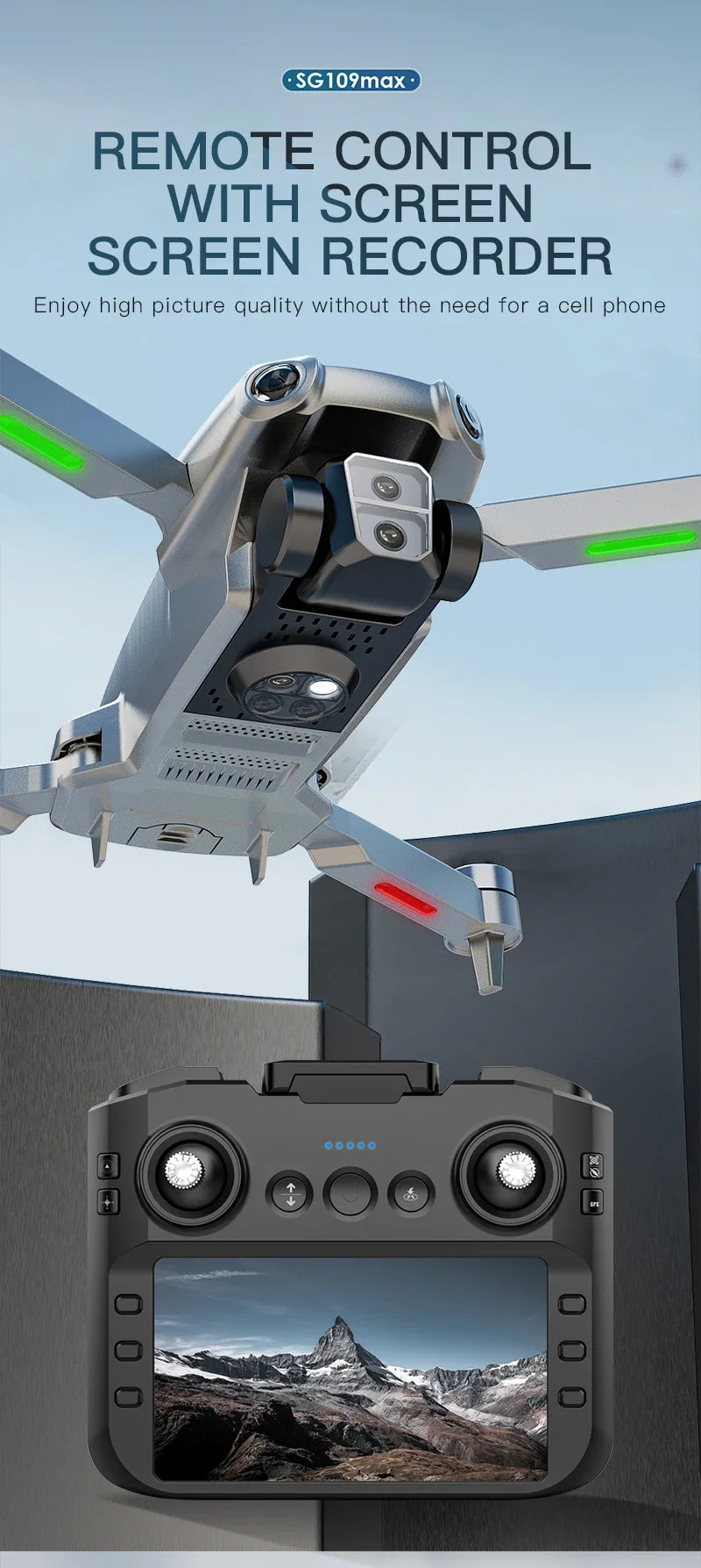 GPS Drone with 4K Camera and Screen Remote - SG109 Series Tidesmit