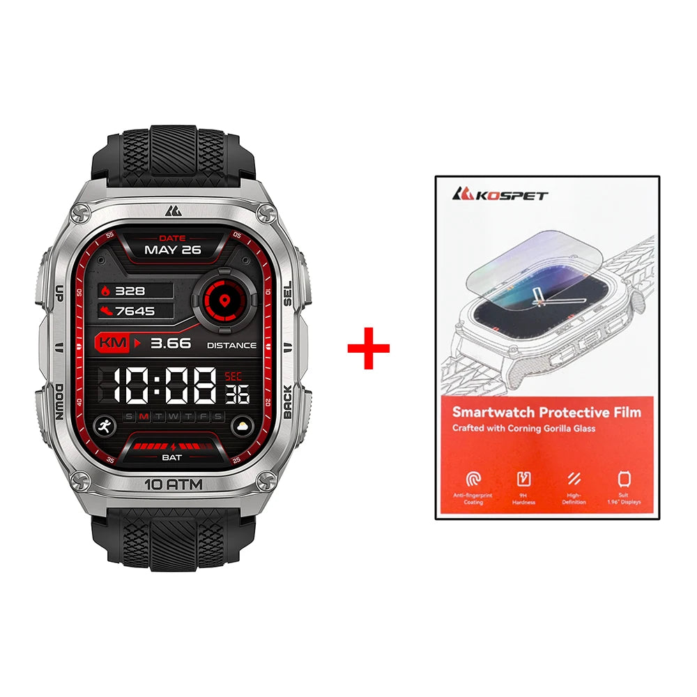 2025 KOSPET Tank M4 Rugged Smart Watch Stainless Steel GPS Offline Maps 10ATM 45M Freediving 24/7 Health Monitor for Android iOS