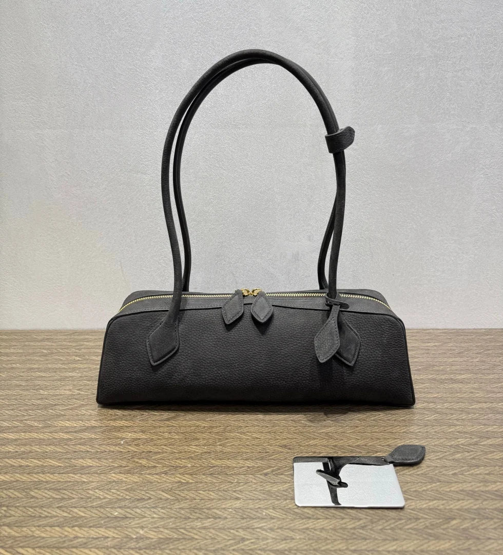 2026 high-quality genuine leather sausage bag, high-end customized high silk gloss leather handbag, women's shoulder bag