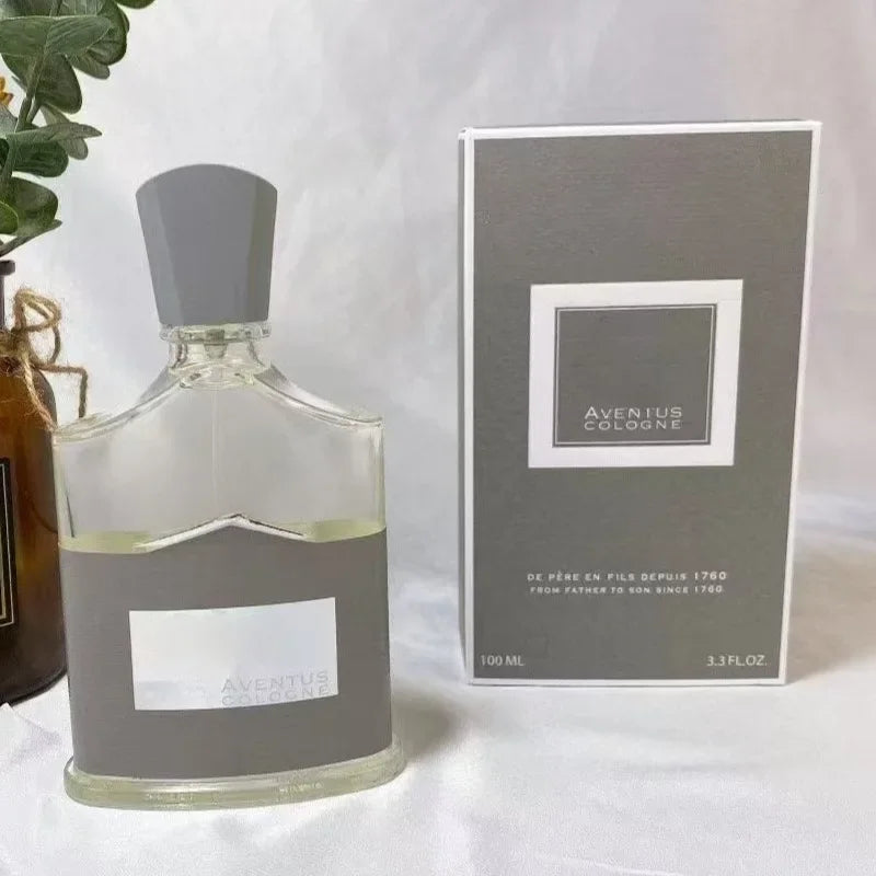 Aventus Cologne 100ml: Luxury fruity floral scent for men in a classic glass bottle with grey cap and gift box.