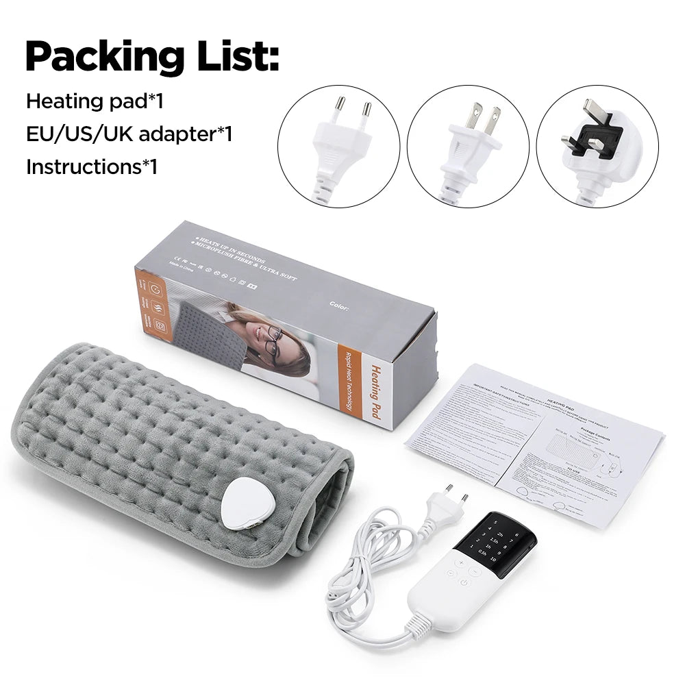 Electric Heating Pad for Pain Relief 60x30cm - Washable Wellness Tool Relaxation Treatment Tidesmit