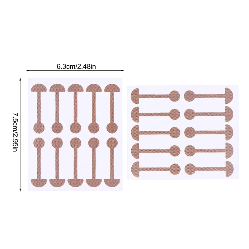 Invisible beige nose wing shrink stickers for narrow nose shaping and face lifting in 6.3cm by 7.5cm sheet format.