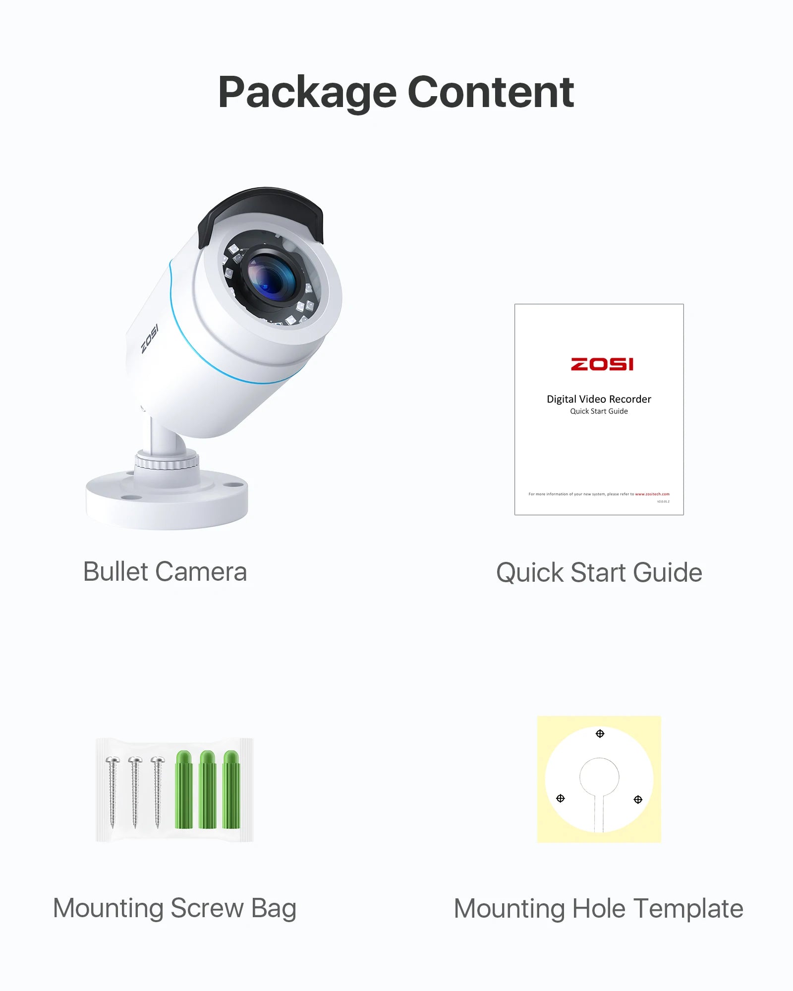 ZOSI HD 1080P 2MP H.265 4-in-1 CCTV Video Home Security IR Night Vision Weatherproof Bullet Camera for Surveillance System