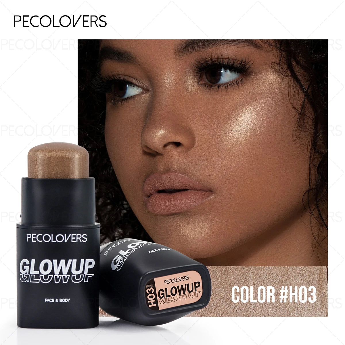 Tidesmit natural pearlescent facial highlighter for face and body showing glowing festival makeup shimmer texture
