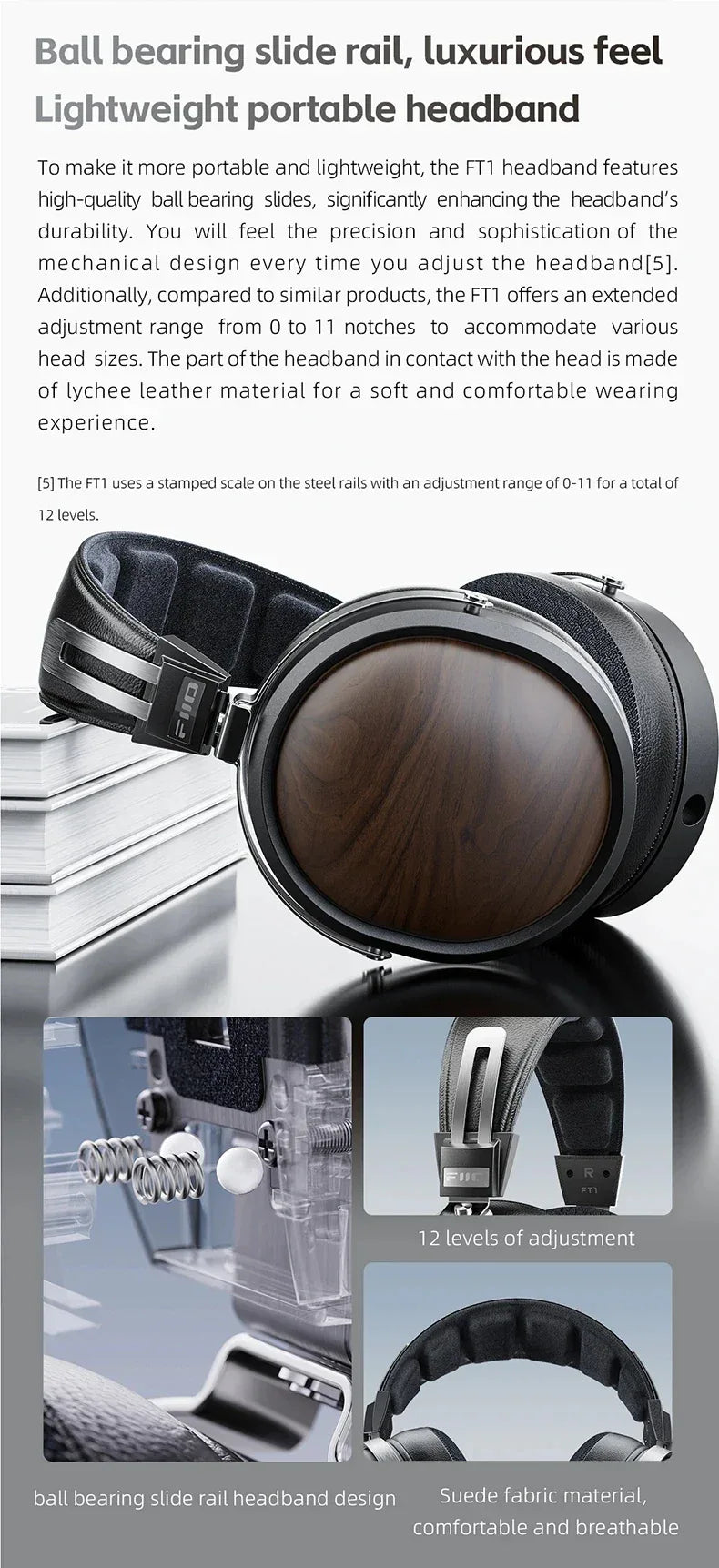 FiiO FT1 Closed-Back Wired Headphones Nanowood Fiber - Tidesmit Tidesmit