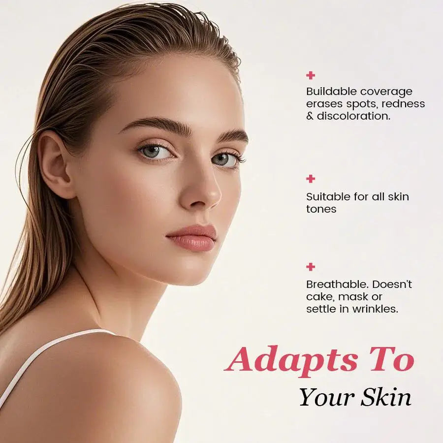 Tidesmit color changing foundation texture close-up for flawless long lasting coverage of blemishes and fine lines