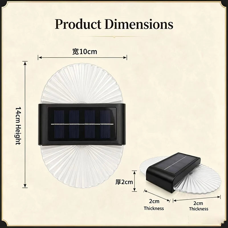 Solar Outdoor Light, Waterproof With Fan-Shaped Lampshade, LED Deck Lights For Patio, Garden, Villa, Wall, Terrace, Railing