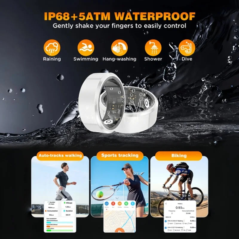 Casatelier White Ceramic Smart Ring, Accurately Tracks SpO2, Heart Rate & Sleep, Long Battery Life, IP68 Waterproof, No Subscription, Android & iOS Compatible, Couple's Gift
