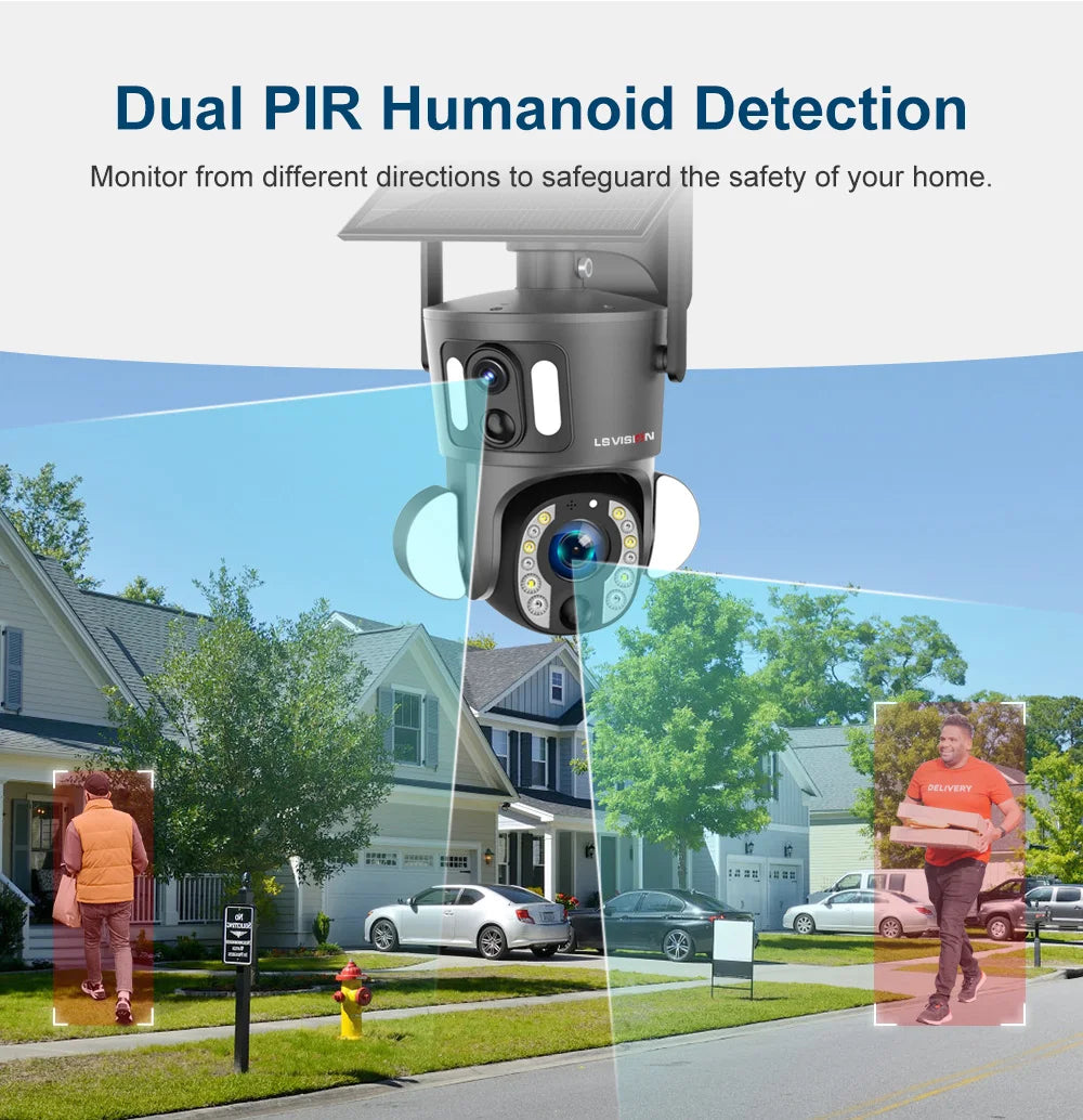 LS VISION 4K 20X Optical Zoom Dual Screen Solar Camera Outdoor 8MP 4G/WiFi PTZ Dual PIR Detection Auto Tracking Security Cameras