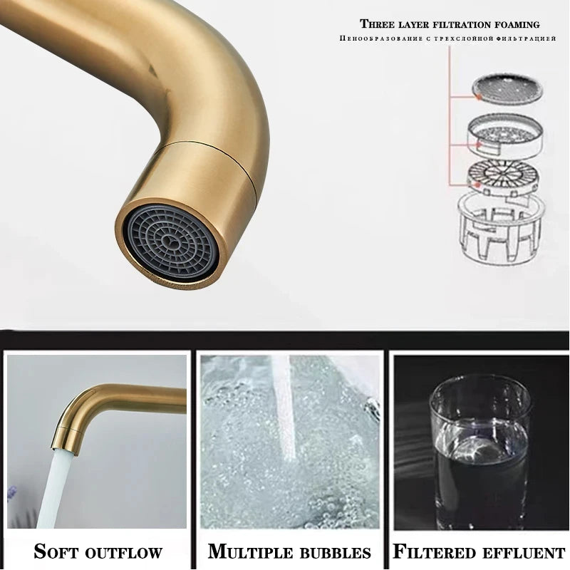 Wall Mounted Basin Mixer Tap, Single Lever Hot Cold Concealed Bathroom Sink Faucet, 2-Piece Wall Mount Brass Vanity Tap with Long Spout, Modern Minimalist G1/2 EU Standard for Bathroom Renovation