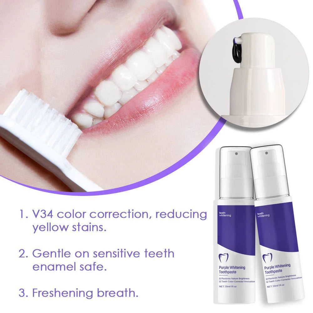 Tidesmit purple whitening toothpaste for removing yellow teeth stains and refreshing breath daily