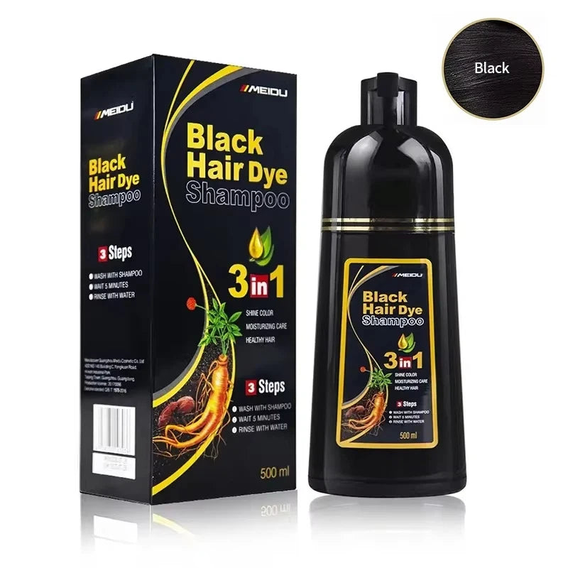 3-in-1 Black Hair Dye Shampoo Instant Hair Color Shampoo For Gray Hair Coverage Natural Herbal Permanent Hair Dye For Men Women