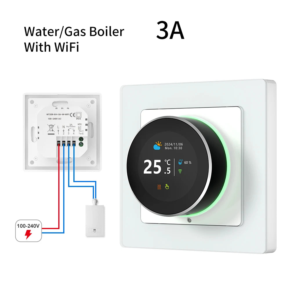 AVATTO WiFi Smart Knob Thermostat，Electric Floor Heating Water/Gas Boiler Temperature Controller Support Tuya Google Home,Alexa