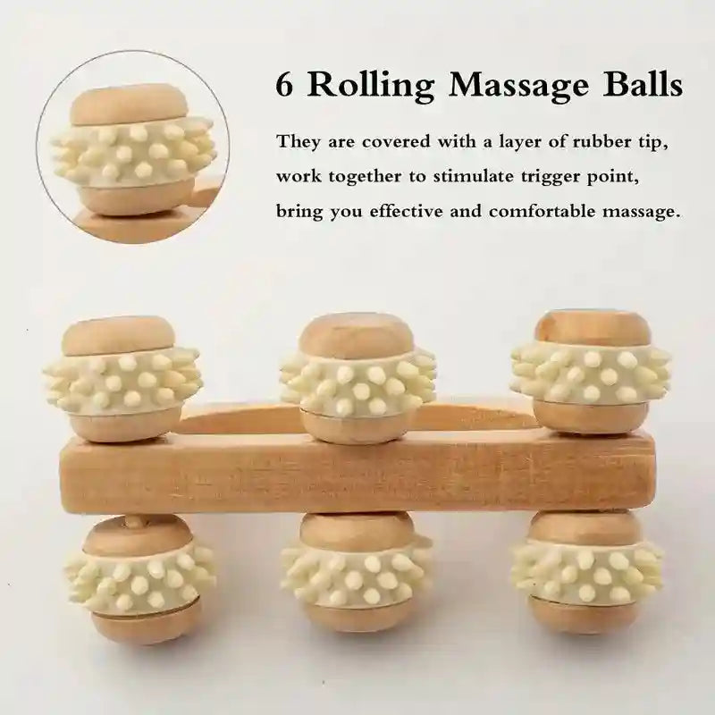 Wooden Massage Roller for Deep Tissue Muscle Relief, Ivory Wood Massage Roller Tidesmit