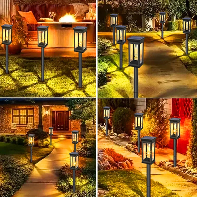 Solar Pathway Lights Outdoor Waterproof Warm LED Solar Garden Lights All-Weather Solar Powered Walkway Lights Yard Patio Decor