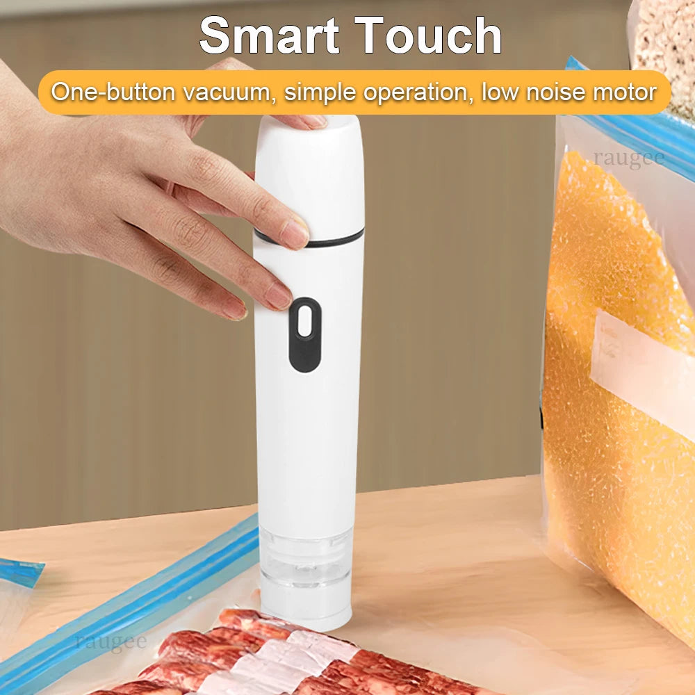 Electric Vacuum Sealer Pump Rechargeable Air Pump Automatic Sealing Machine with Reusable Vacuum Sealer Bags Food Packaging Bag