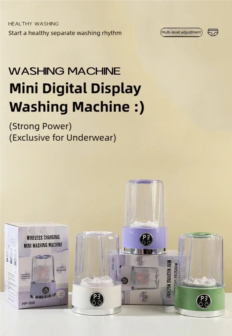 Tidesmit 1L Portable Washing Machine 3000mAh USB Type-C White