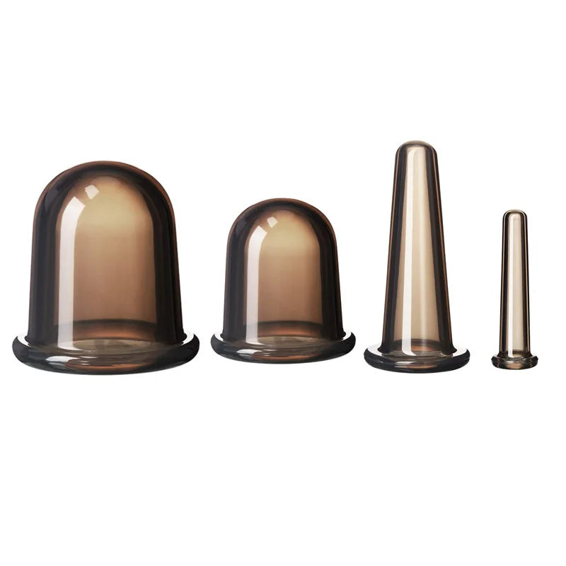 Silicone Vacuum Cupping Set for Facial Lift and Deep Tissue Recovery Back Massage Instrument 4pcs Black Tidesmit
