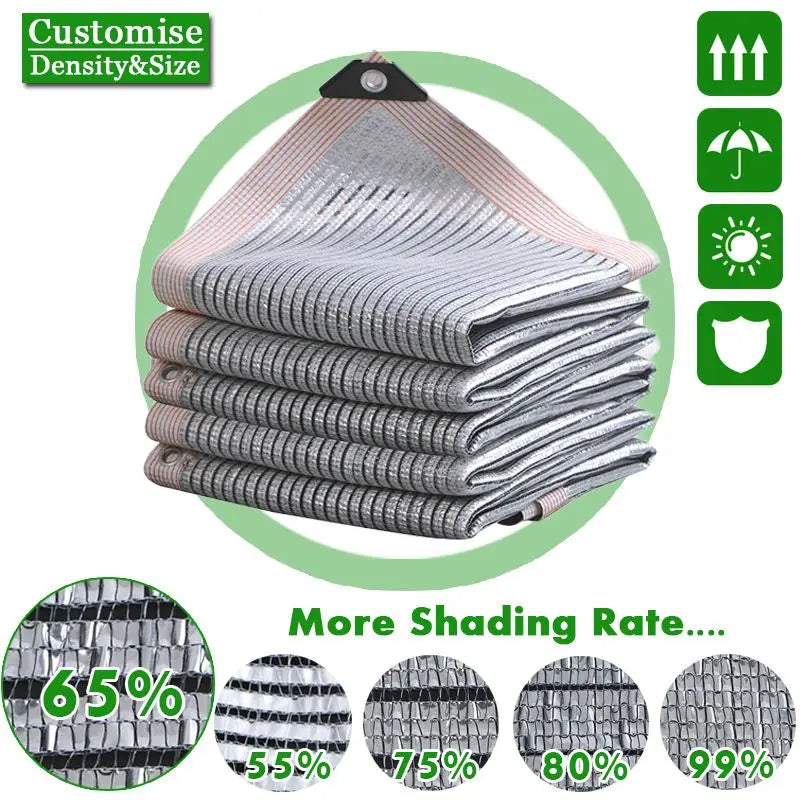 Shading 55~99% Aluminum Foil Sunshade Net Silvery Anti-UV Awning Fence Privacy Screen Garden Sun Shade Mesh Car Sun Shed Canopy