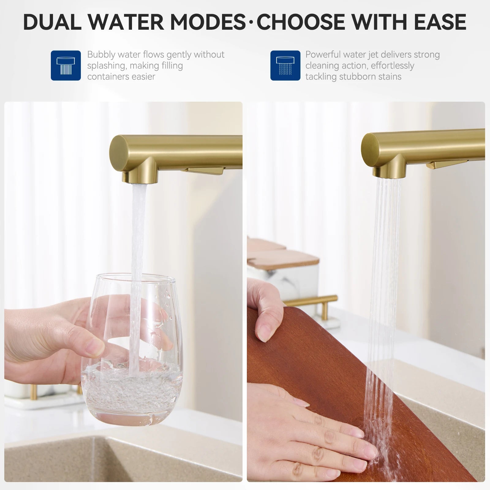 Kitchen faucet with pull-out shower, 2 jets, 360° swiveling pull-out shower, brushed kitchen mixer