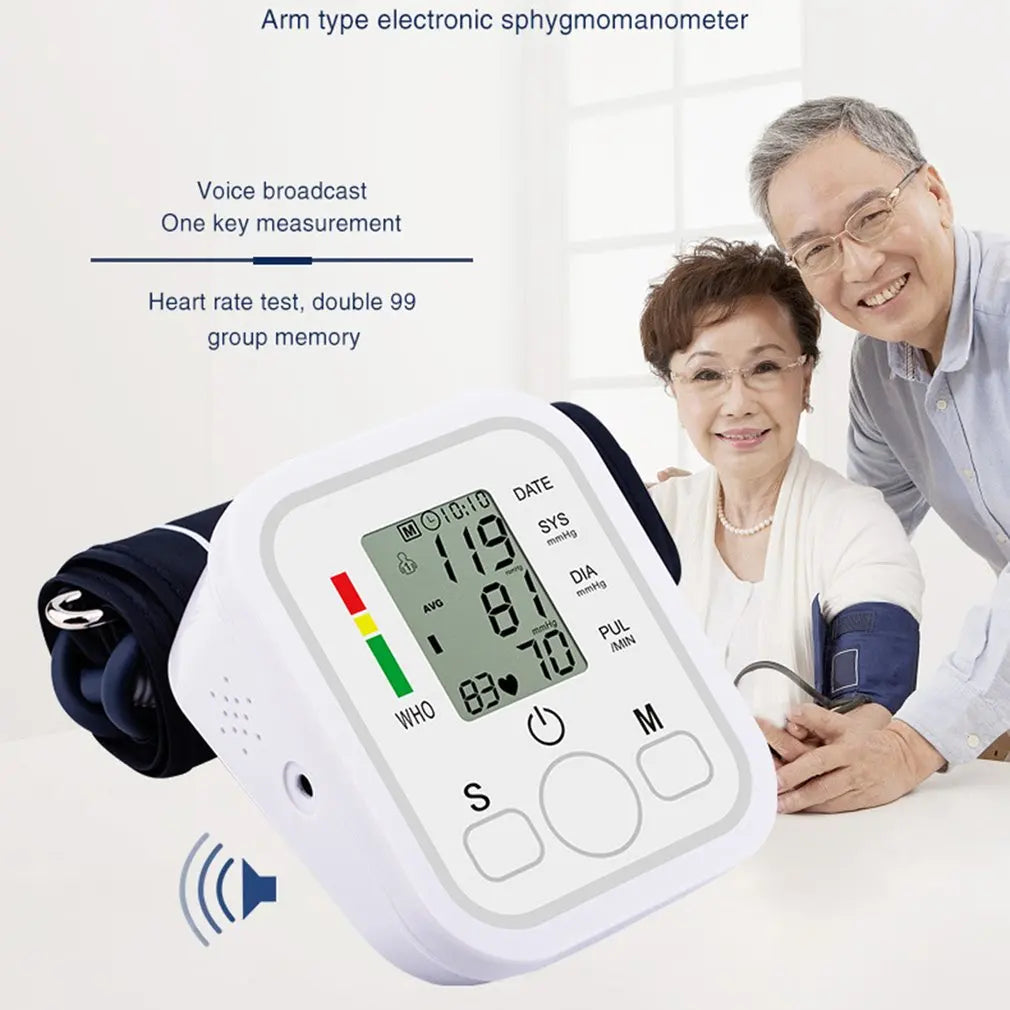 Automatic Digital Arm Blood Pressure Monitor Tonometer Meter Sphygmomanometer LCD Portable Health Care Pulse Meter BP Monitor