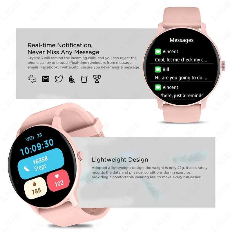 New Smart Watch 1.26" HD Smartwatch for iOS Android Answer/Make Call 100+ Sport Fitness Tracker Heart Rate Monitor Smart Watches