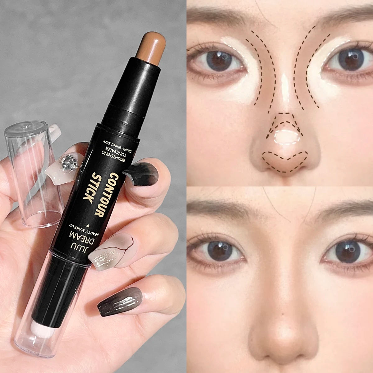 Tidesmit double-headed contour and highlighter stick for precise nose shading and eye brightening face makeup