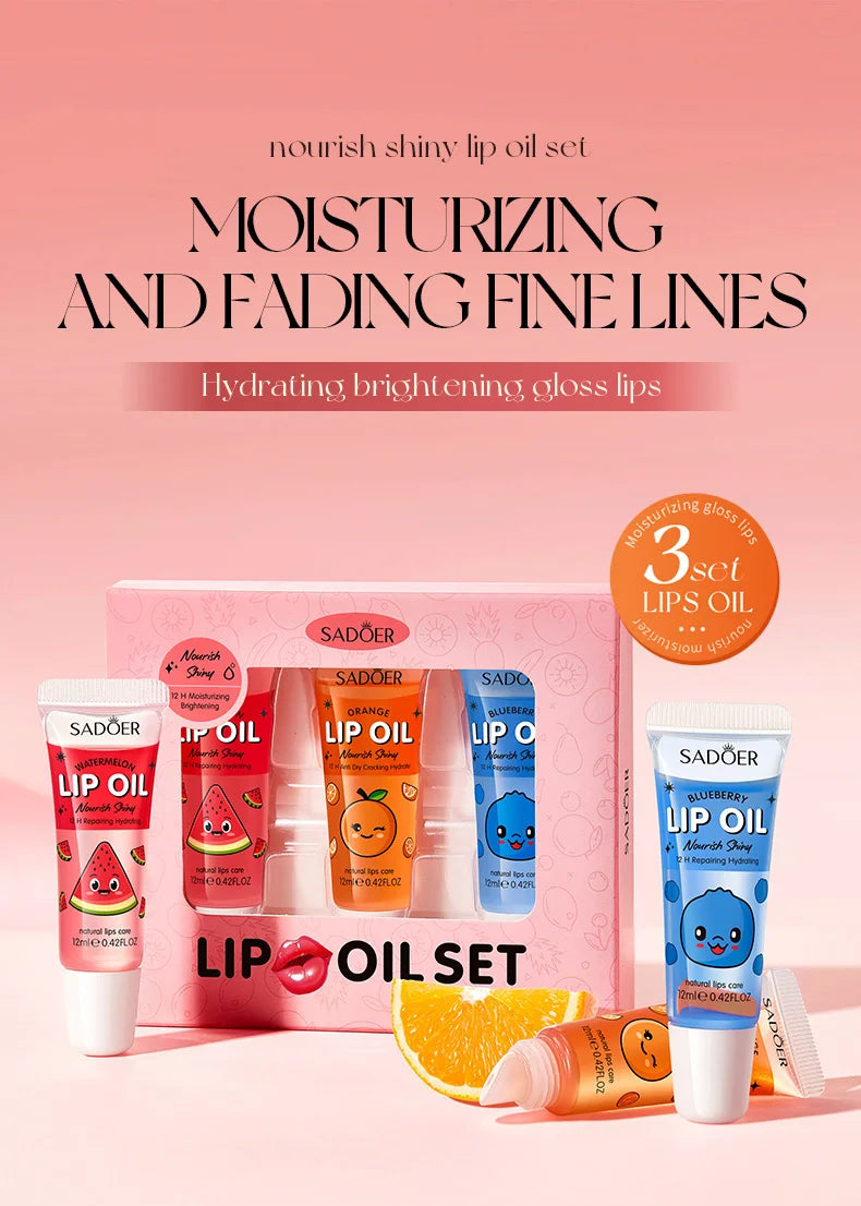 Crystal Jelly Lip Oil Set - Hydrating 3-Piece Lip Treatment Lip Care Tidesmit
