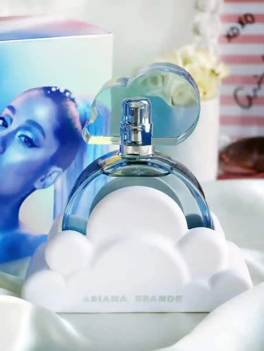 Ariana Grande Cloud Eau de Toilette for women, 100ml. Iconic white cloud bottle design, long-lasting floral fragrance.