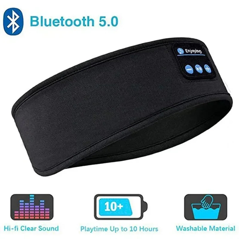 Sleep Headband Headphones: Wireless Bluetooth Soft Eye Mask for Travel black Tidesmit