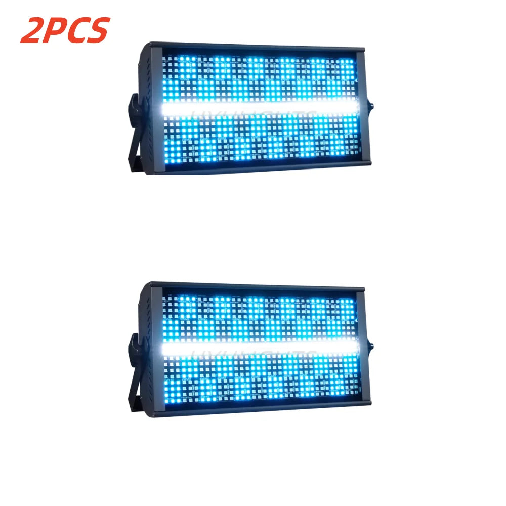 2PCS  200W LED Strobe Light Super Bright RGBW 4in1 48 Partition White 8000K DMX  Dj Wash Bar Strobe Stage Lighting Effects