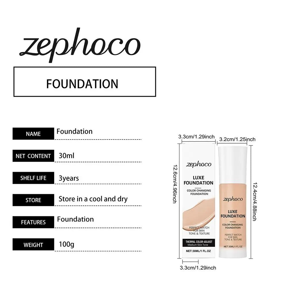 Tidesmit Zephoco Luxe thermal color changing liquid foundation texture close-up for adaptive long lasting coverage