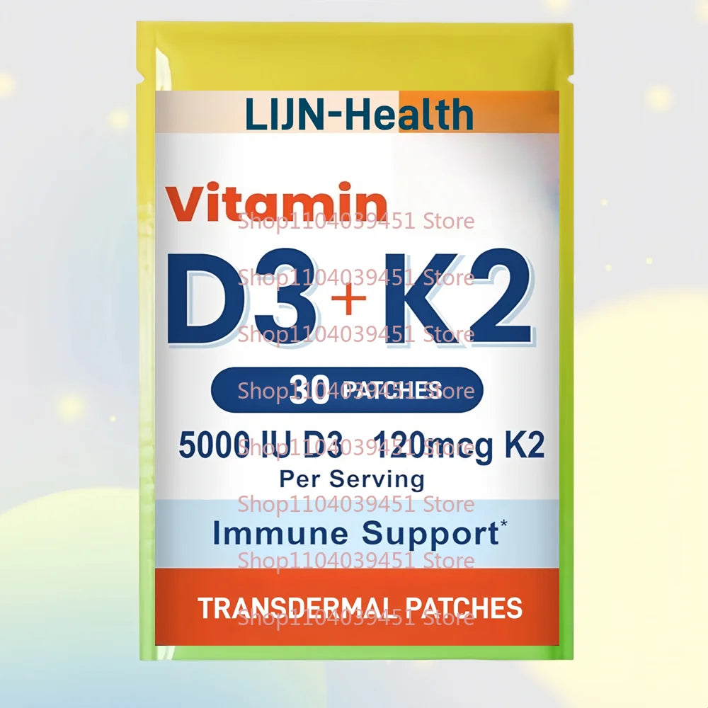 30 Patches Vitamin D3 K2 Transdermal Patches Support Energy, Immune, Muscle Health for Men & Women