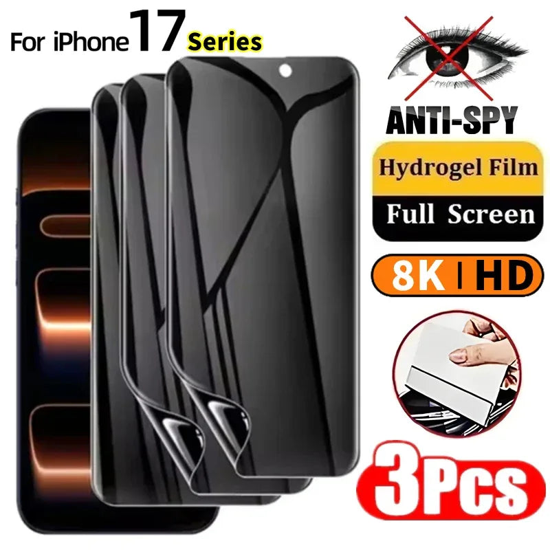 Privacy Screen Protector for iPhone | 3-Pack Anti-Spy Hydrogel Film 3 Pieces Anti Peeping Tidesmit