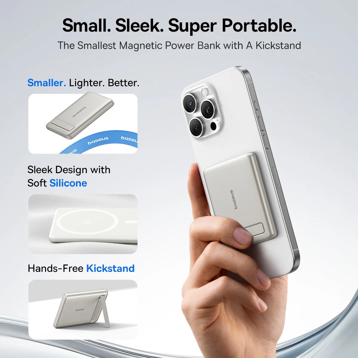 Magnetic Power Bank 5000mAh Wireless Charger with Kickstand Tidesmit