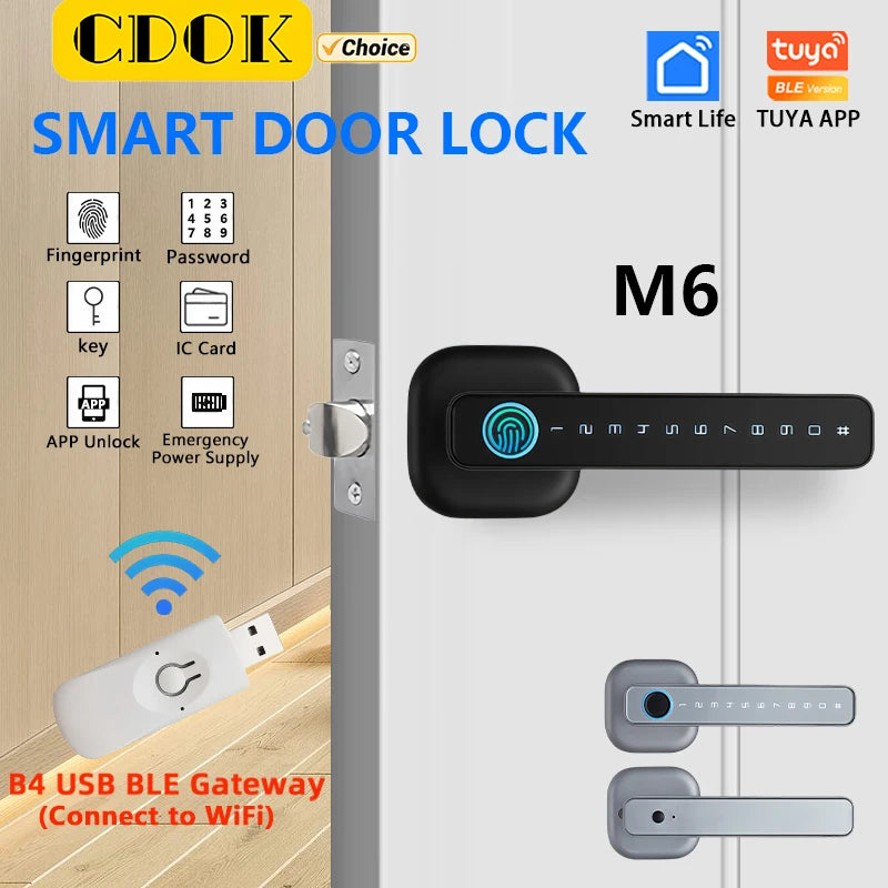 Smart Fingerprint Door Lock with Tuya Bluetooth App Access - Tidesmit Tidesmit