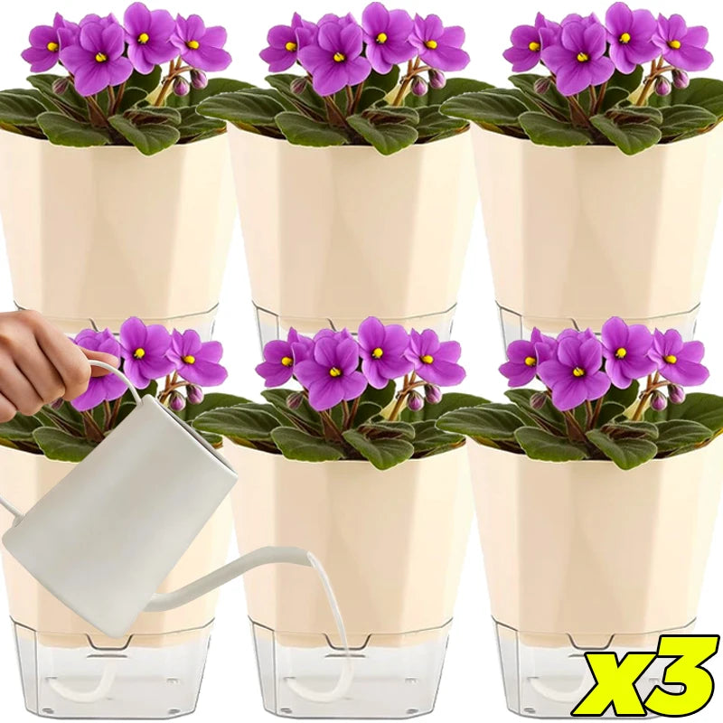Self Watering Plants Pots Lazy Hydroponic Flower Preventing Drought Flowerpot with Injection Hole Indoor Outdoor Garden Supplies