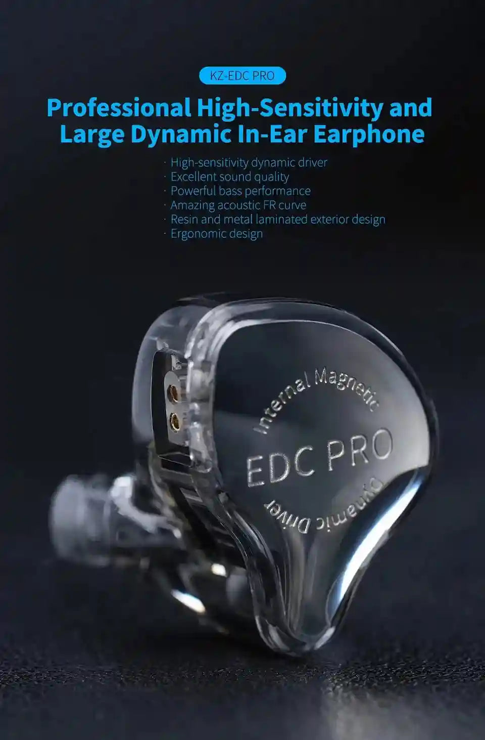 KZ EDC Pro Hi-Fi Wired In-Ear Monitors - Audiophile Stereo Earbuds Tidesmit