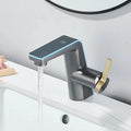 Digital Display Screen Bathroom Basin Sink Faucet 2-ways Spout LED Washbasin Taps Hot Cold Water Deck Mounted Mixers