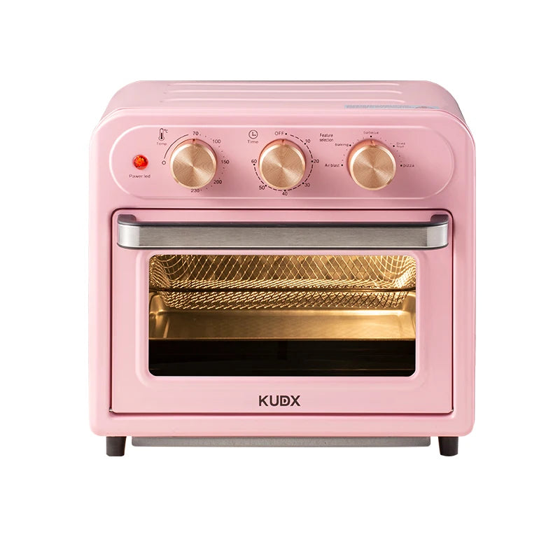 15L Visible Air Fryer Oven Retro Pink Multifunctional Toaster Oven Oil-Free Baking Mini Electric Oven 15.85QT Countertop Oven