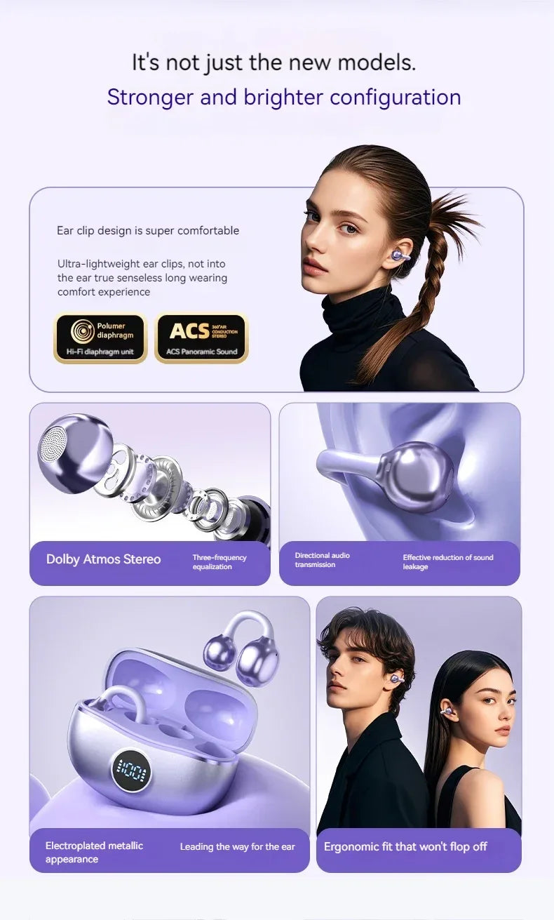 Original SONY Ear clip OWS Wireless Bluetooth Ear Clip Headphones sports Gaming Headset HIFI Surround Sound Earbuds With Mic Tidesmit