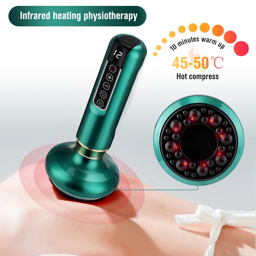 Electric Cupping Massager with Infrared Heat - 12 Gear Muscle Relief Body Shaping Massage Equipment Tidesmit