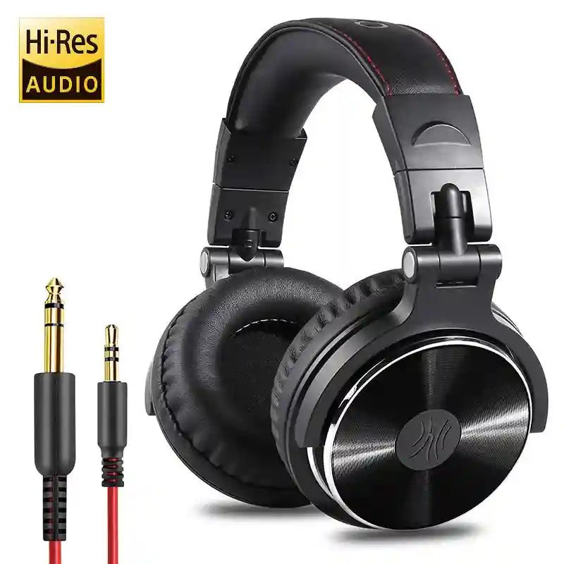 Wired Studio Monitor Headphones - Over-Ear DJ Mic Black Black spain Tidesmit
