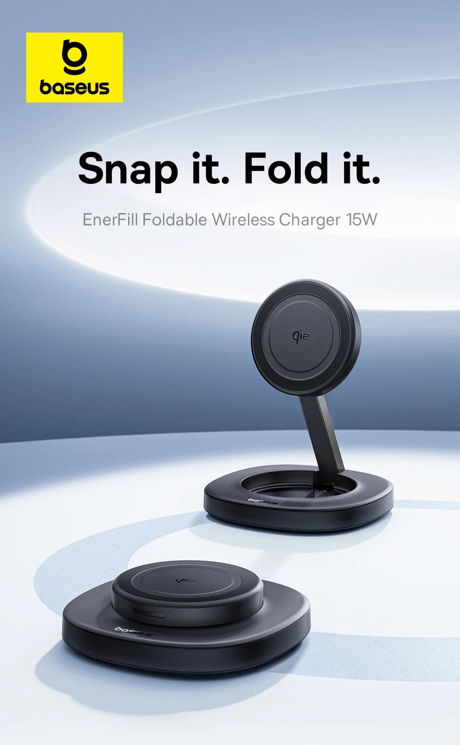 Foldable Qi2 Magnetic Wireless Charger Stand for iPhone 16 Series Tidesmit