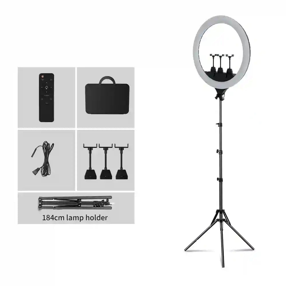 18 Inch LED Ring Light with Adjustable Tripod for Content Creation 184CM Tripod F Tidesmit