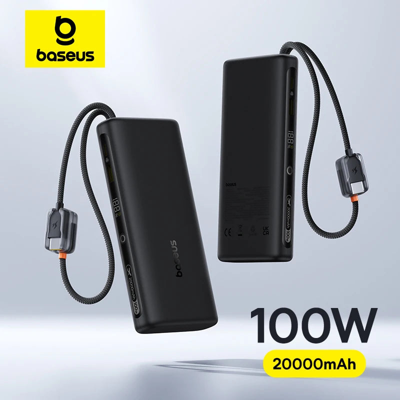 20000mAh 100W Fast Charging Power Bank with Integrated Cables Tidesmit