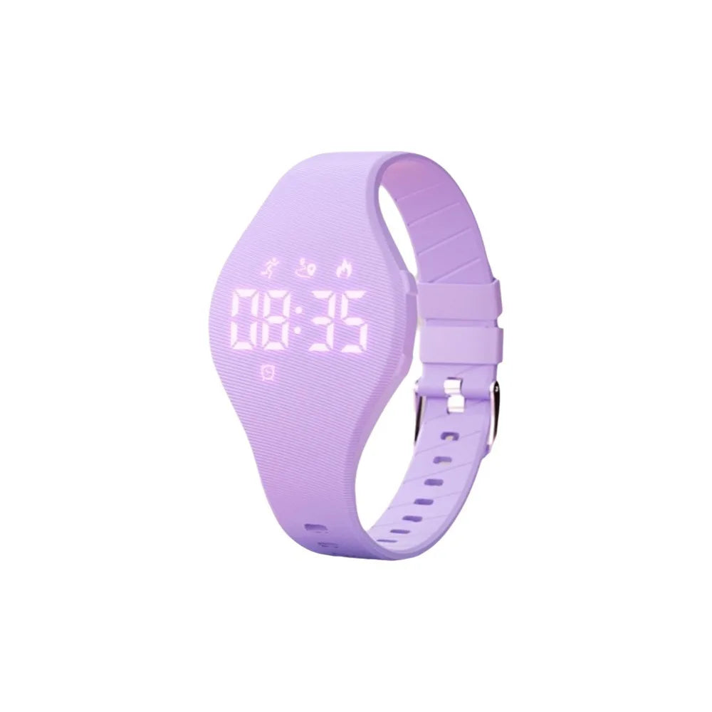 LED Digital Kids Smart Silicone Wristband Waterproof with Running Pedometer Vibrating Alarm Clock Monitor Vibration