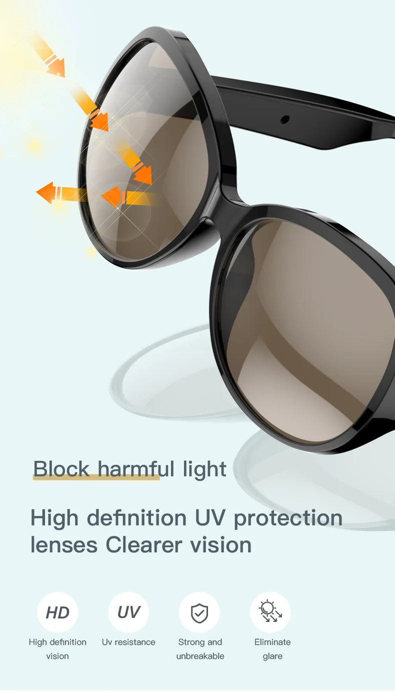 Smart Bluetooth Sunglasses with Spatial Audio and UV Protection Tidesmit