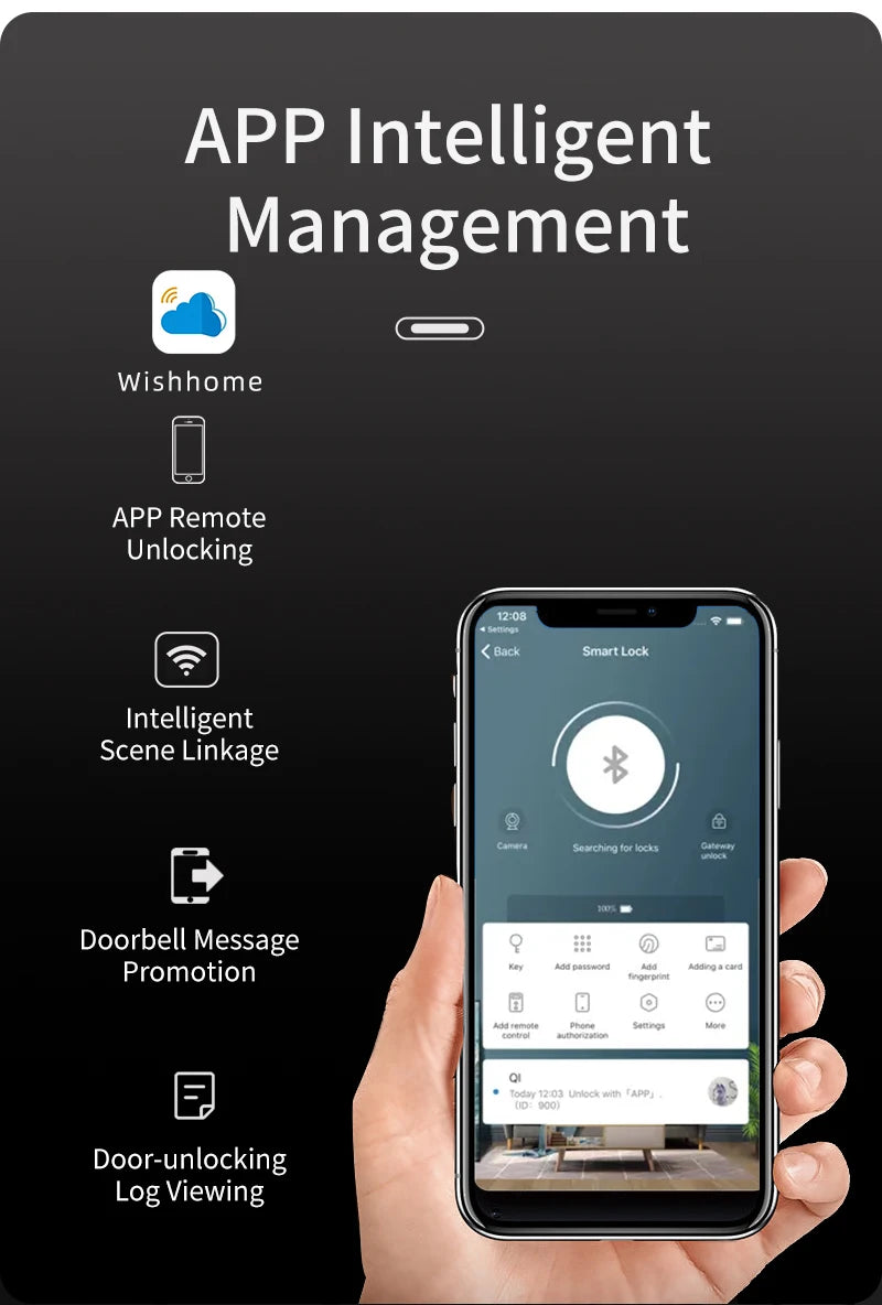 Wifi Wishome APP Face Recognition Smart Door Lock With Camera   Digital Door Lock Automatic Door Lock