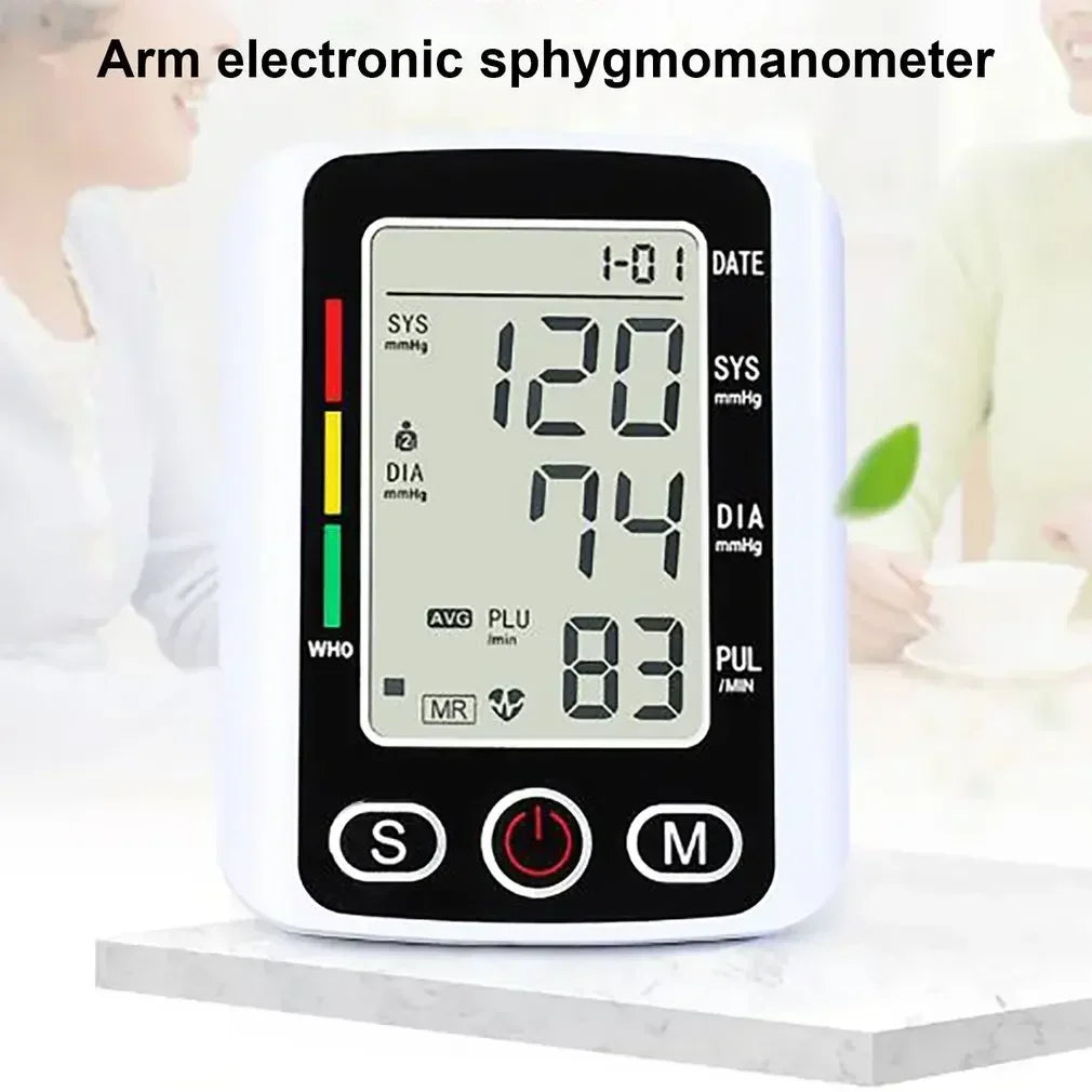 Blood Pressure Monitor Heart rate Meter Large Cuff Sphygmomanometer Health Care Portable Tonometer Digital LCD arm tensiometers